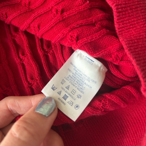 100% cotton lands end red turtleneck sweater - Picture 4 of 5